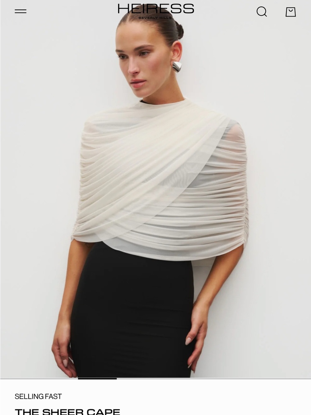 Heiress Sheer Ivory Draped Cape Top